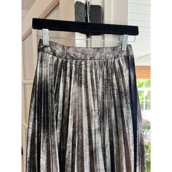 Zara Metallic Accordion Pleated Midi Skirt, Small - Picture 10 of 12